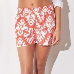 NWT Mud Pie Delaney Pull on Shorts Sherbet Ikat Orange White Large 12-14